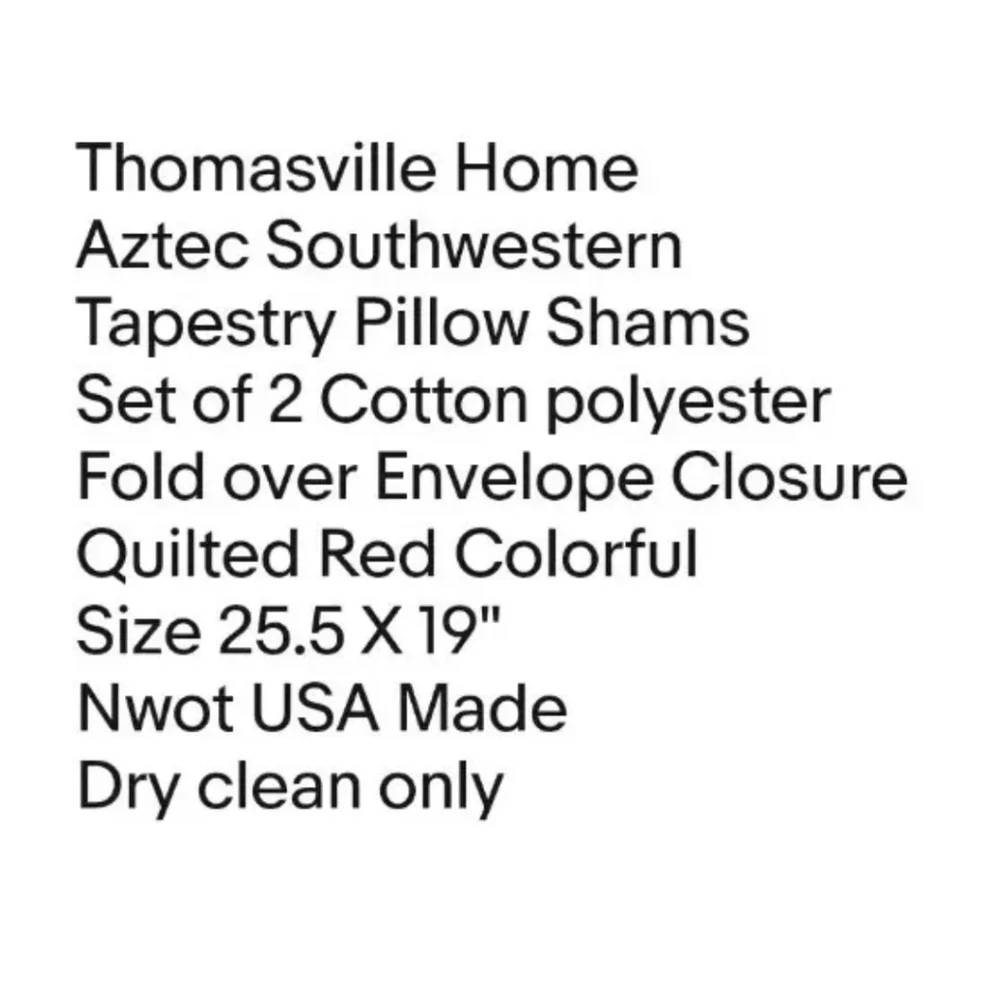Thomasville Aztec Southwestern Tapestry 2 Pillow Shams Quilted Red 25.5